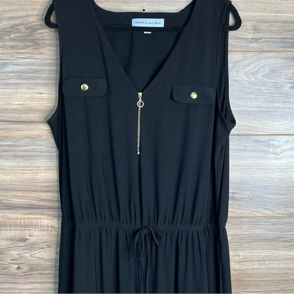 Emma & Michele | Black Sleeveless Jumpsuit with Gold Hardware | Size XL - Picture 8 of 11